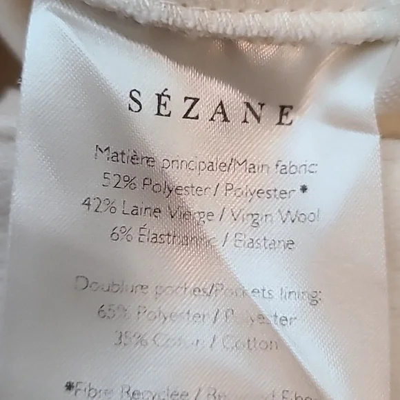 Sezane mid-high waist wool chuck trousers ecru - Picture 7 of 16